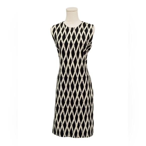 J. McLaughlin Black Cream Woven Print Sleeveless dress Medium - Picture 1 of 3